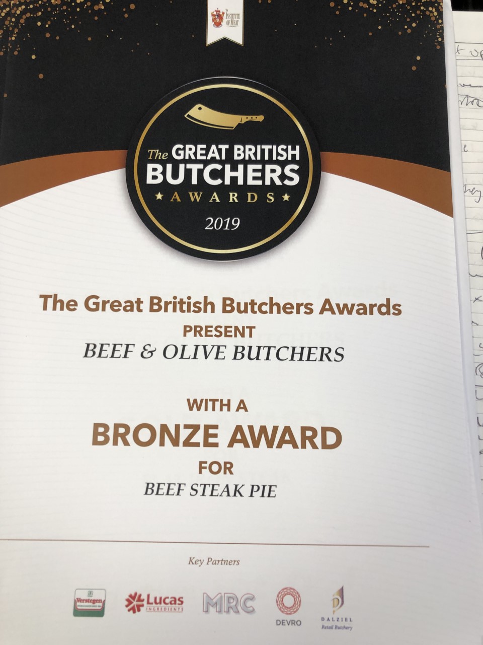 Great British Butchers Bronze Award for Beef Steak Pie